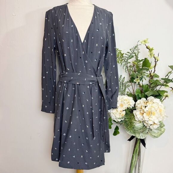 & OTHER STORIES dress | gray wrap dress print | size 10 - Picture 1 of 14
